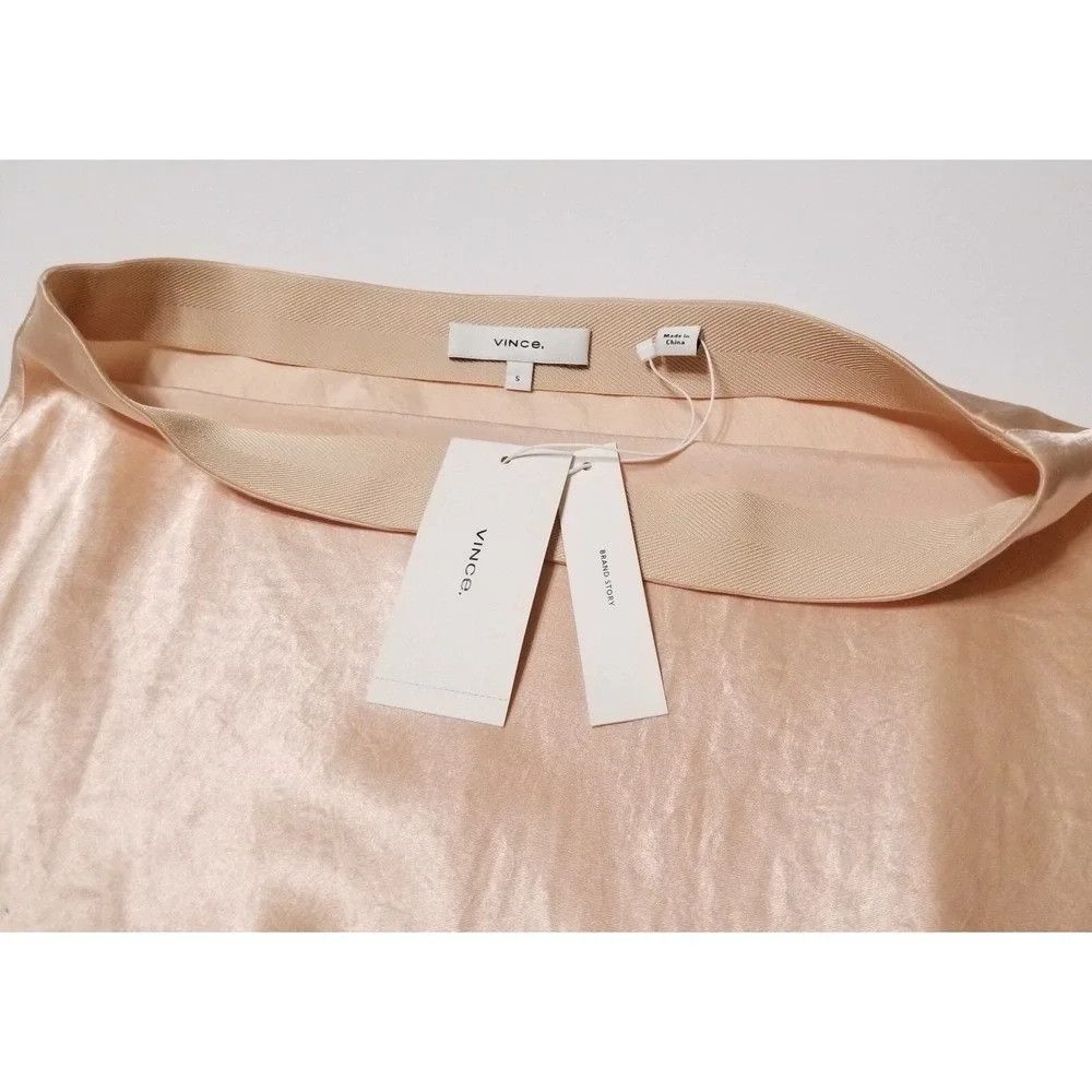 NWT Vince Satin Midi Slip Skirt in Lychee Size S $265 See Matching Flats! - Picture 12 of 15